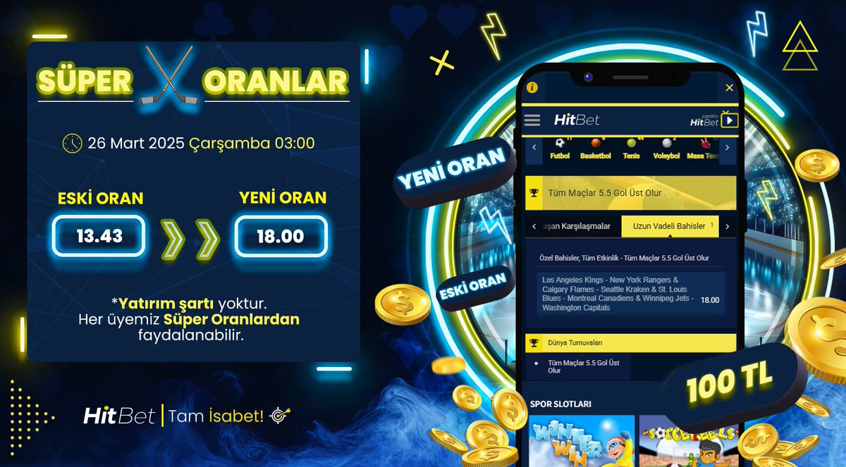 👑Hitbet Üyelerine Özel Günün Süper Oranları👑

⏰26.03.2025 Son Katılım Saati Gece 03:00

⚡️Süper Oran : 18.00 

💸 Max Bahis :100₺ 

💌Yatırım şartı yoktur. Her üyemiz Süper Oranlardan faydalanabilir.

➡️Bahse Git: h.t2m.io/Super-Oranlar 

🎯#Hitbet #Tamisabet