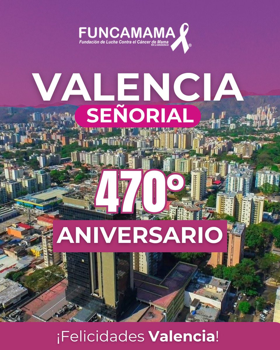 ¡#Valencia celebra hoy sus 470 años!

En Funcamama nos sentimos orgullosos de conmemorar este 470 aniversario, por ser parte activa de su gentilicio y con la satisfacción de brindar nuestro aporte para una mejor calidad de vida en nuestra amada ciudad. 💕