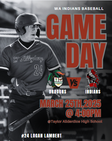 Another Day Jam Packed with West A Baseball

Varsity: Away vs Allderdice 4PM @ Allderdice HS, Live on GameChanger

JV: Home vs Allderdice 4:00pm @ Donaldson, Live on Hudl &amp; GameChanger

Junior High: Home vs NA 4:00pm @ WA HS, Live on GameChanger