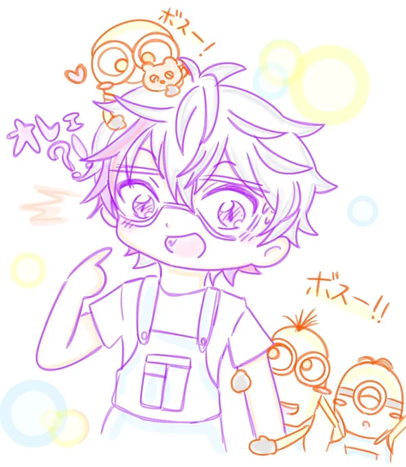 にじさんじ編〜 いい感じに描けたイブくんとちみふわぐさ、ギャングのボス、待てのノリのもち #上手いとか下手とかそういうのは関係なく自分が気に入っている絵を4枚選ぶ