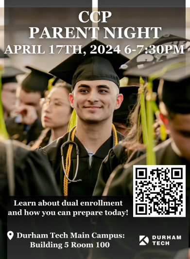 CCP Parent Night designed to help families and students—understand the benefits and opportunities of the  CCP  program.
Panel of speakers will share insights about the program, the enrollment process, and how students can maximize their CCP experience. This is an open event.