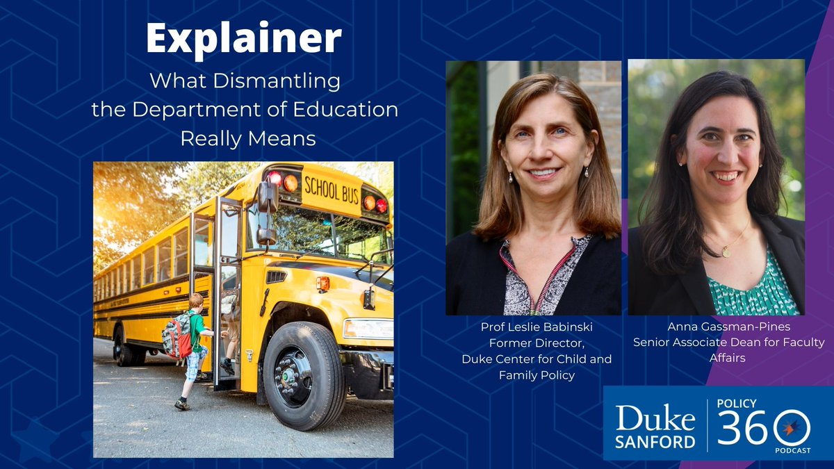 "There are a number of things that I think are misunderstandings maybe about the #departmentofeducation. One is that it doesn't employ any teachers. It doesn't run any schools. It does not dictate what is taught in our public schools."

📻duke.is/policy360-babi…
