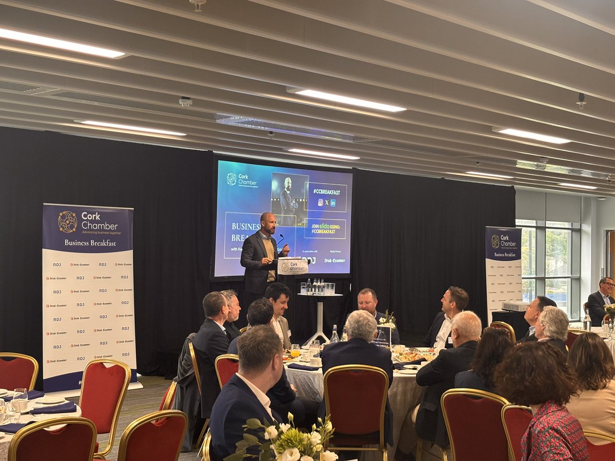 CorkChamber's tweet photo. Fascinating presentation this morning from Kevin O’Donovan, CEO @OfficialCorkGAA, on all things Cork GAA and the future of the sport in Cork. 

#CCBreakfast @irishexaminer @RDJ_LLP https://t.co/ayvlJpoS8b