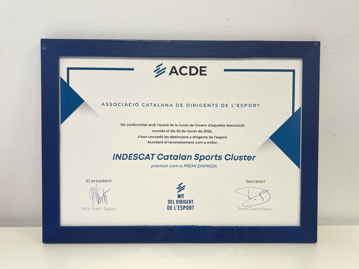 🏆 Des d’<a href="/indescat/">INDESCAT</a>  volem expressar el nostre sincer agraïment a l’<a href="/ACDECatalunya/">ACDE Catalunya</a> per haver-nos distingit amb el Premi Empresa en el marc de la Nit del Dirigent 2025.

👏 És un honor per a nosaltres haver rebut aquest reconeixement en un acte tan emblemàtic per a l’#esport