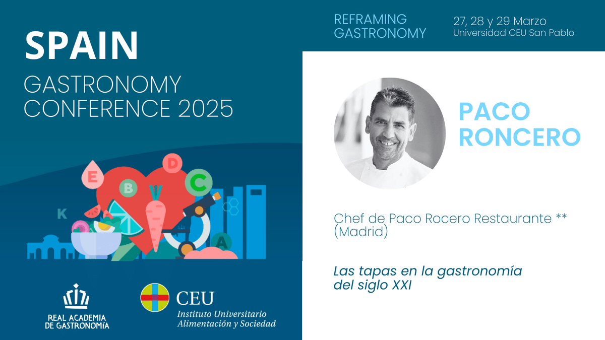 Las tapas serán el hilo conductor de la intervención de Paco Roncero en la primera mesa del viernes 28 en #SGC25

👉El cocinero domina y ha trabajado intensamente en este formato indiscutible de la cultura gastronómica española.

Consulta el programa completo y únete a este