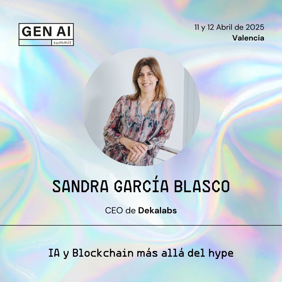 Dekalabs (@dekalabs) on Twitter photo Sandra García, CEO de Dekalabs, participará en el <a href="/GenAISummit_EU/">Gen AI Summit</a> como ponente.
En su charla "IA y Blockchain: Más allá del hype", explorará aplicaciones reales de estas tecnologías en el mundo empresarial.
🎟️ Las entradas están disponibles en: genaisummit.eu Sandra García, CEO de Dekalabs, participará en el <a href="/GenAISummit_EU/">Gen AI Summit</a> como ponente.
En su charla "IA y Blockchain: Más allá del hype", explorará aplicaciones reales de estas tecnologías en el mundo empresarial.
🎟️ Las entradas están disponibles en: genaisummit.eu
