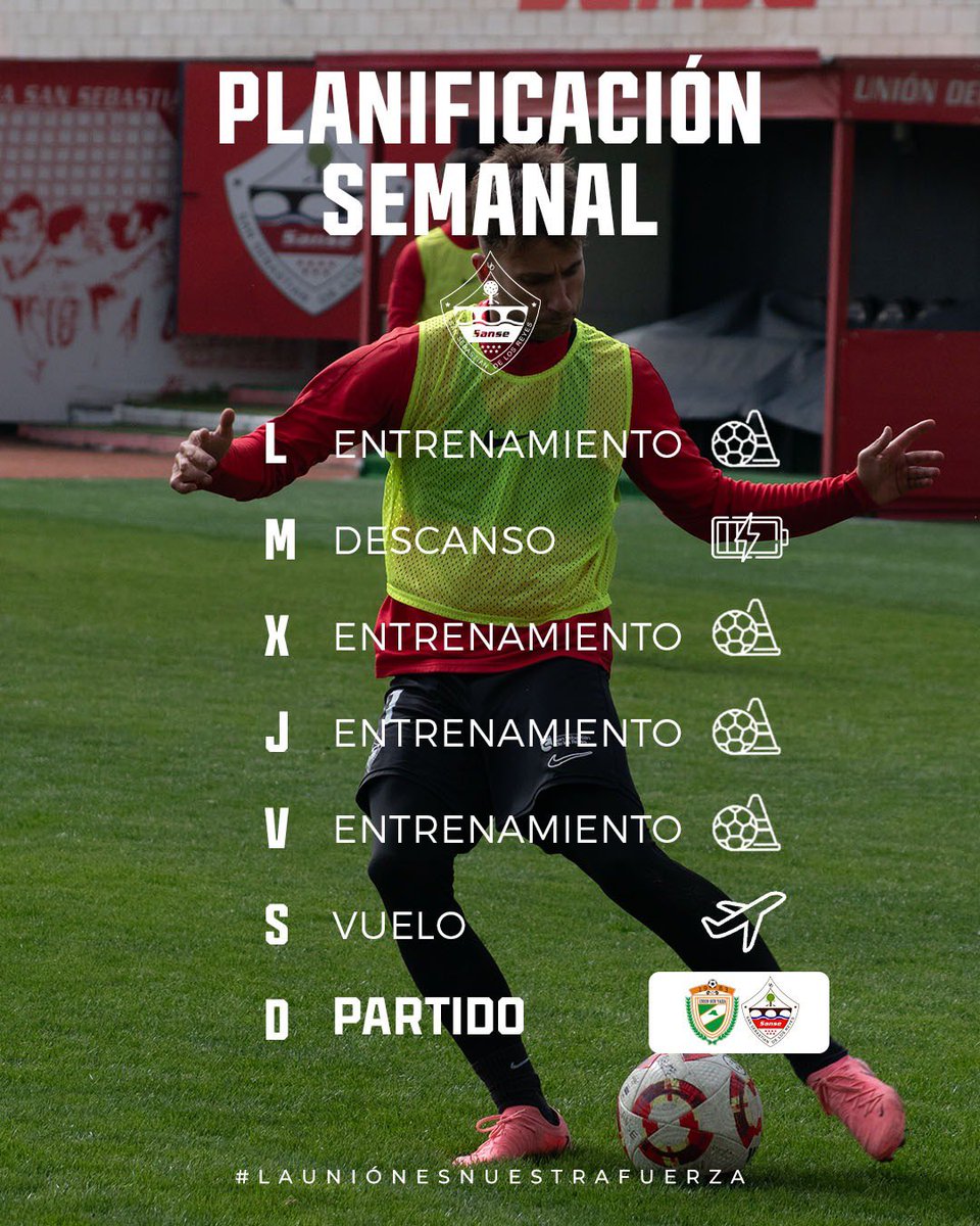 📒𝗣𝗟𝗔𝗡𝗜𝗙𝗜𝗖𝗔𝗖𝗜Ó𝗡 𝗦𝗘𝗠𝗔𝗡𝗔𝗟 |

🔥 ¡A por la semana con muuuchas ganas!

⚔️⚽️ <a href="/unionsuryaiza/">C.D. Union Sur Yaiza</a> 

#VamosSanse🇵🇱
#LaUniónEsNuestraFuerza💪🏼