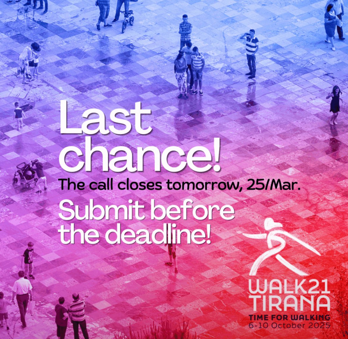 Deadline for participating at Walk21 Tirana is today! Don’t miss this opportunity, it will take you less than an hour to get the chance to be part of the biggest global conference on walking! We’ll talk walking, communities, culture capacity and curiosity in the region and beyond