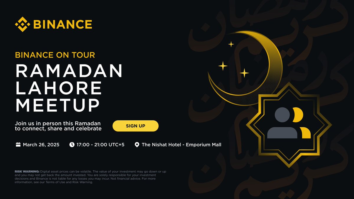 BinancePk's tweet photo. Pakistan, Binance's Ramadan Tour is tomorrow!

Join us for an exclusive Binance Iftar! Enjoy a traditional feast, exciting activities, exclusive giveaways, and connect with fellow crypto enthusiasts.

📅 Date: March 26, 2025
⏰ Time: 17:00 - 22:00 (UTC+5)

Entry for registered users only.

See you there!

#RamadanWithBinance