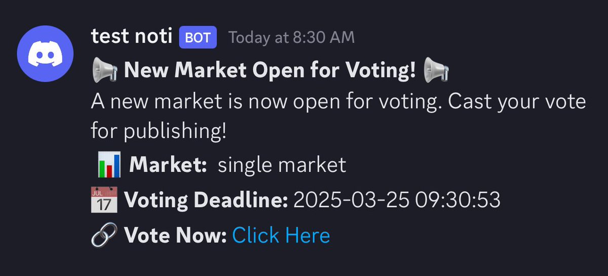🚀 Introducing the Foreon Discord Notification Bot! 🛎️

Stay updated in real-time with automatic alerts when a market is:
✅ Live for Trading
❎ Resolved
🗳️ Open for Voting
Seamless, instant, and efficient — helping you stay ahead in the market.

🔜 Fee structure announcement