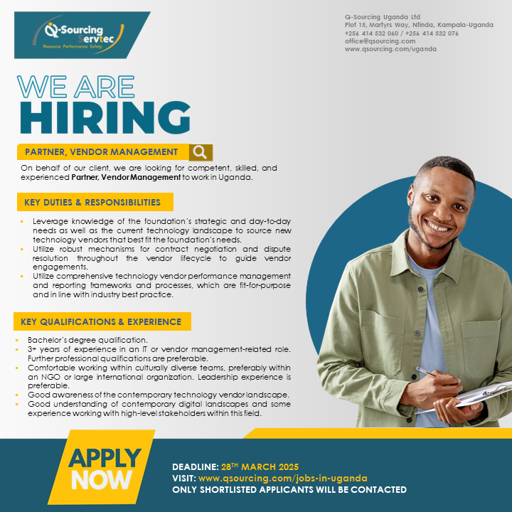 QSLUganda's tweet photo. 🚨 We're hiring in Uganda! Apply for Partner, Vendor Management or Chief Commercial Officer roles. Lead, grow, and make impact. Apply now 👉 https://t.co/GZhjPcWh90 #JobsUG https://t.co/eDkyR4ryRi