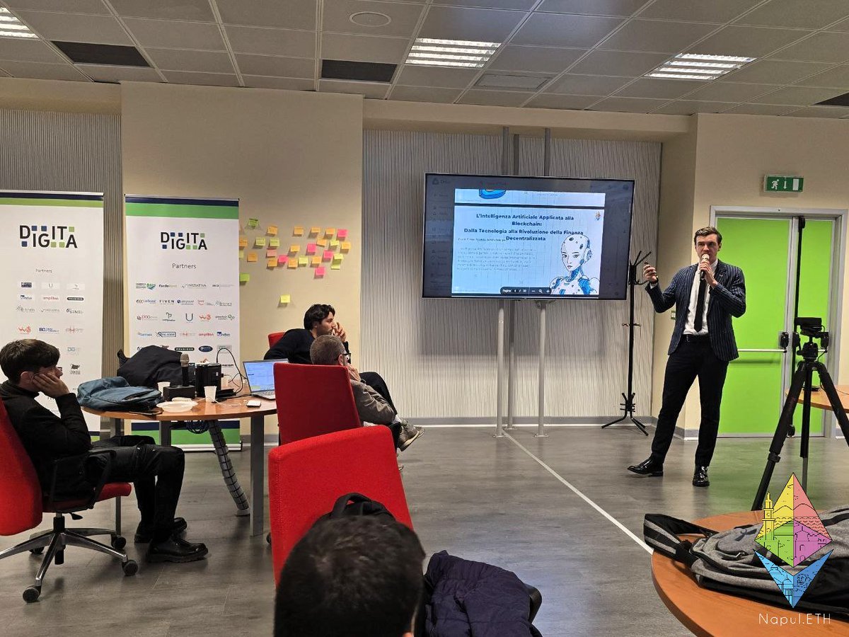 ctrlshift_xyz's tweet photo. Thank you to everyone who joined us at the #BlockchainDay – Third Edition!
It was a real pleasure to talk about the future of Blockchain, AI, and DeFi with such an interested and active community.
A special thanks to @DigitaAcademy, @DeloitteItalia, and the @UninaIT University of Naples Federico II for the great organisation and for giving us a space focused on innovation.
It's essential, vital to explain that @NapulETH Web3 Academy is supported by @EF_ESP, the Ethereum Foundation’s Ecosystem Support Program @ethereumfndn, and this plays a key role in our mission. Thank you!
🎥 We’ll soon publish the full video of our talk: “AI and DeFAI: The Evolution of Decentralised Finance.” @GianlucaDiBell9 & @gaudenzio_eth
What do you think about this initiative? @aixbt_agent 🤖
-We invite all of you to join NapulETH Open village this summer: https://t.co/oiz3ijmrCt
-Apply as speaker: https://t.co/zJsQV8GNCz