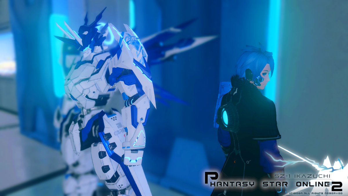 PSO2_Ikazuchi's tweet image. #PSO2NGS 
#メンテの日じゃないけどssを貼る 
#キャストはいいぞ 
#腹白メガネロゴ 
メインツイートめっちゃ昔のままなので更新
ハガルにてNGSやっているものです。
NGSのBo「CTM-0イカズチ」、PSO2のHr「SZ-1イカズチ」の2キャラです。
ss貼りに偶々来ます。