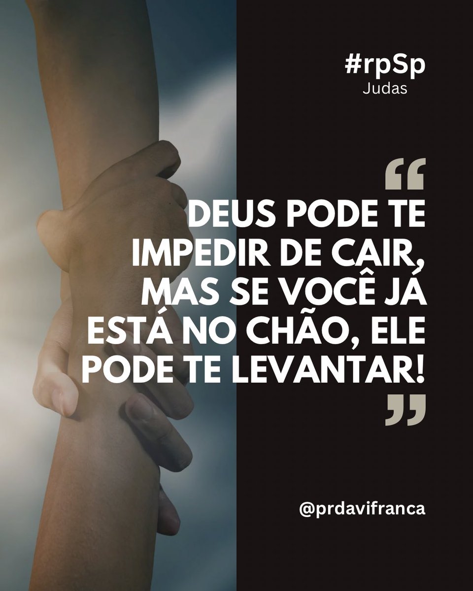 Davi França (@prdavifranca) on Twitter photo #rpSp | Judas
Confie no Senhor! Ele pode levantar o que caiu e ajudá-lo a permanecer em pé!
#Fé #EuVou #Bíblia #esperança <a href="/iasd/">Adventistas Brasil</a> <a href="/AdventistasBaSe/">Adventistas Bahia Sergipe</a> #rpSp | Judas
Confie no Senhor! Ele pode levantar o que caiu e ajudá-lo a permanecer em pé!
#Fé #EuVou #Bíblia #esperança <a href="/iasd/">Adventistas Brasil</a> <a href="/AdventistasBaSe/">Adventistas Bahia Sergipe</a>