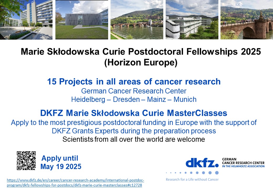 DKFZ (@dkfz) on Twitter photo Do you want to do your #postdoc with the most prestigious #fellowship in Europe? Apply to DKFZ Marie Skłodowska Curie MasterClasses here:
➡️ t1p.de/uay9j
Projects in #cancerresearch #genomics #bioinformatics #immunology #medicaltechnology #epidemiology
<a href="/HorizonEU/">Horizon Europe🇪🇺</a> Do you want to do your #postdoc with the most prestigious #fellowship in Europe? Apply to DKFZ Marie Skłodowska Curie MasterClasses here:
➡️ t1p.de/uay9j
Projects in #cancerresearch #genomics #bioinformatics #immunology #medicaltechnology #epidemiology
<a href="/HorizonEU/">Horizon Europe🇪🇺</a>
