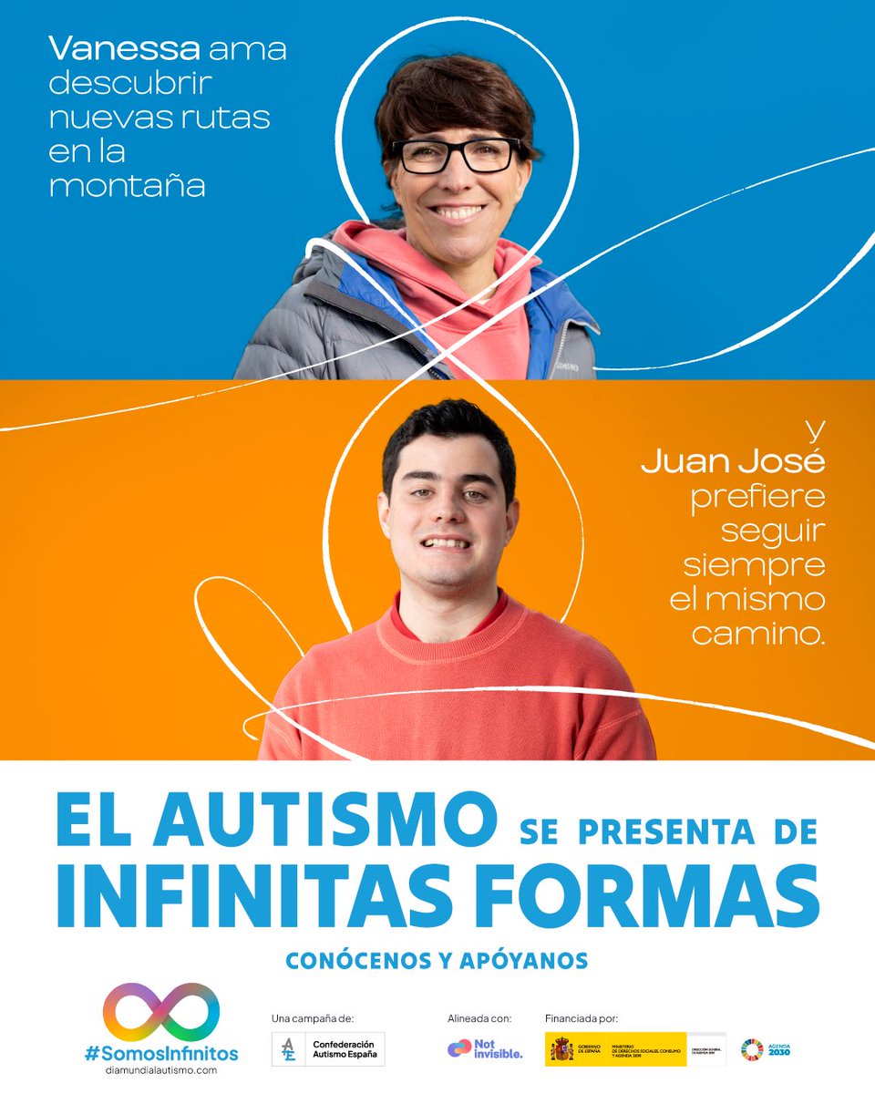 🔷 No hay dos personas autistas iguales.
💙 Cada una tiene su propia forma de ver y vivir el mundo. Los apoyos deben ser únicos, adaptados a sus necesidades y capacidades en cada etapa vital. Y las administraciones deben garantizarlos. #DiaMundialAutismo #SomosInfinitos