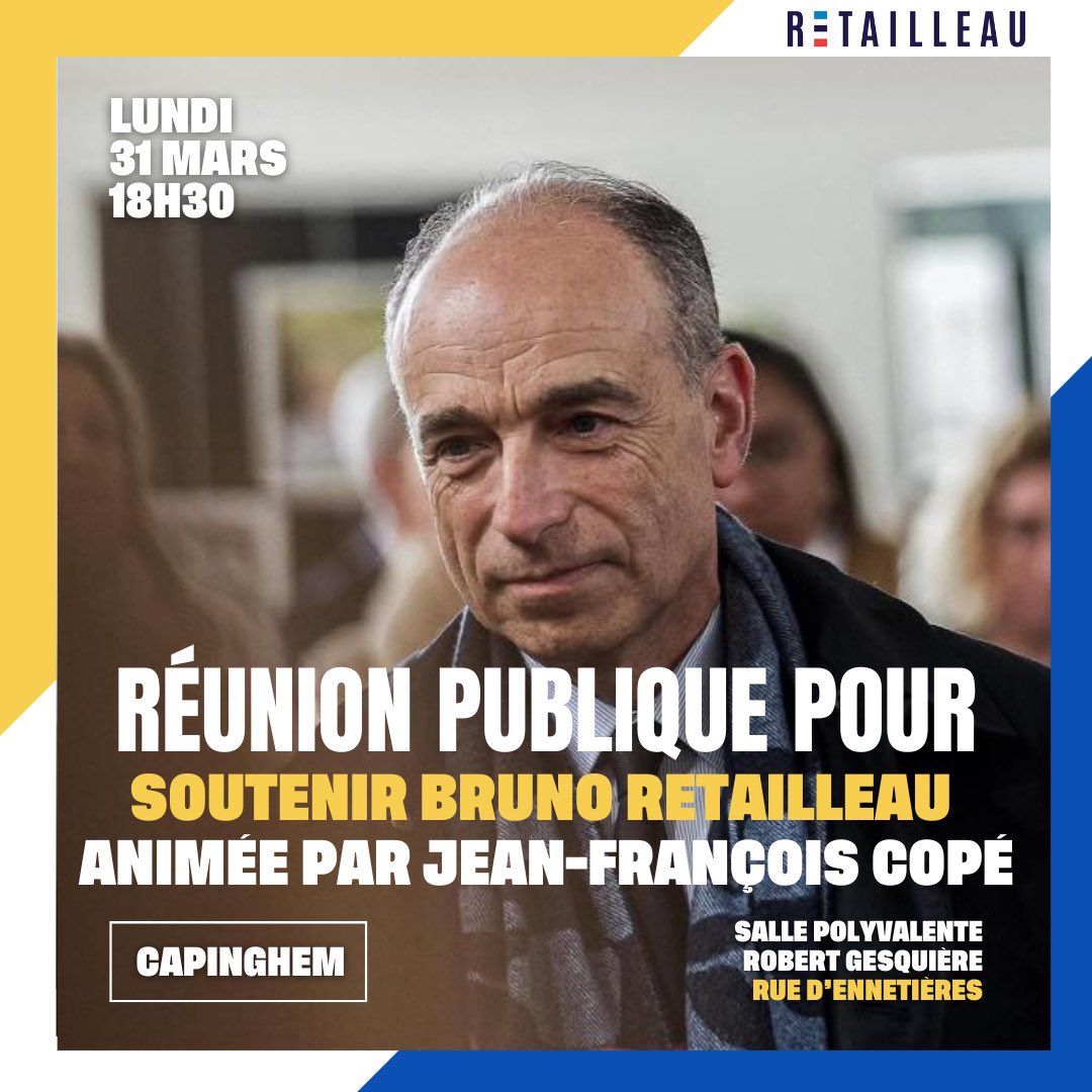 DAUBRESSE_MP's tweet photo. Très heureux de recevoir dans le Nord mon ami @jf_cope dans le cadre d’une réunion de soutien à la candidature de @BrunoRetailleau à la présidence de @lesRepublicains. C’est à #Capinghem lundi prochain à 18:30. Venez nombreux ! https://t.co/qmMEGgyxwR