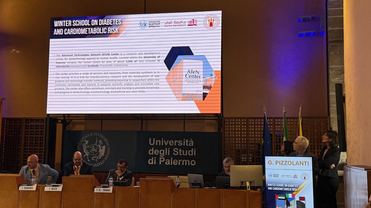 ATeNCenter's tweet photo. È iniziata ieri la Winter School on Diabetes and Cardiometabolic Risk.
ATeN Center ospiterà i visitatori giovedì 27 marzo. Sarà previsto anche un seminario dalle ore 11 alle ore 13 presso l’Aula Magna dell’ed.18.

Per maggiori info:
https://t.co/n97WLSO4Pm

#ATeNCenter #UniPa https://t.co/2FY4AO8A66