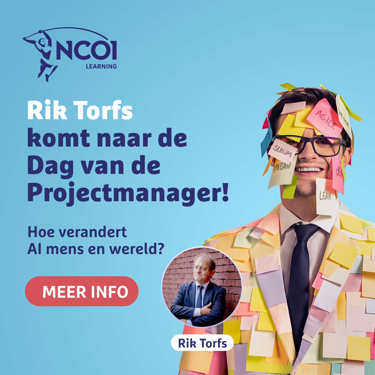 Wat blijft er over  van ons werk als AI alles overneemt? <a href="/torfsrik/">Rik Torfs</a> daagt je op de Dag van de Projectmanager uit om verder te  kijken dan tools en techniek. Een prikkelende slotkeynote over de échte  impact van AI op mens en maatschappij. Schrijf je in op de Dag van de