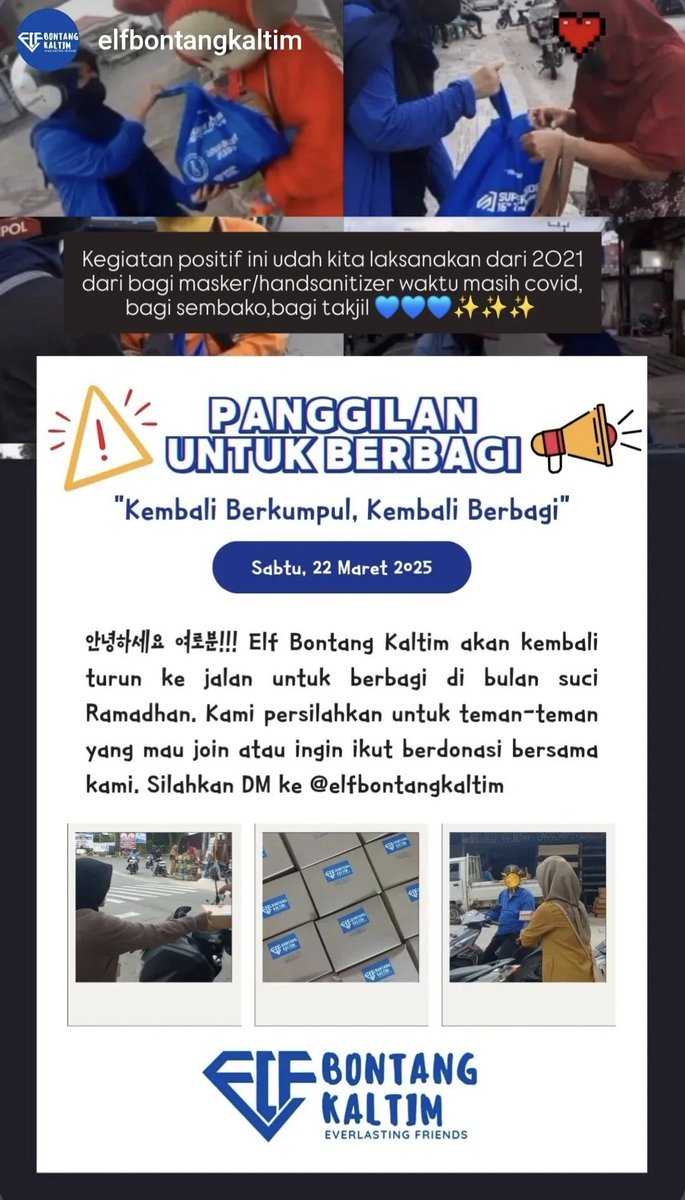 gaemkyuril's tweet photo. Halo elfs 
22/03/25 Kemarin elf bontang kaltim, telah selesai membagikan nasi kotak yang semula mau berbagi takjil karena donasinya terkumpul lebih banyak,karena kami memasak sendiri kami membagikan 100box nasi, Berikut update kegiatan dan laporan donasi kami 💙👊✨️ https://t.co/B8L6AlN9VQ