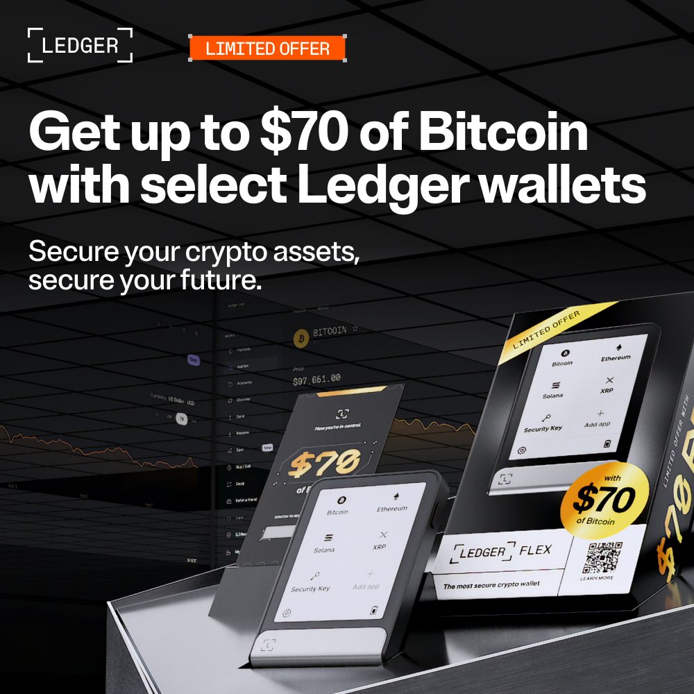 🔥Secure your crypto and score up to $70 in BTC when you grab a select  Ledger wallet like the new Ledger Flex! 🛡️Protect your assets 💰Claim your  Bitcoin bonus ⌛️Limited-time deal –