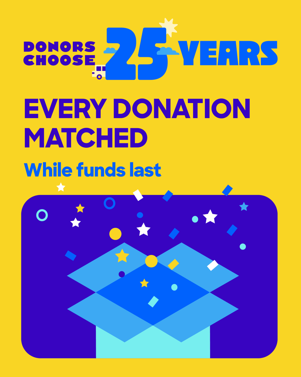 Allentown Schools (@allentownsd) on Twitter photo 📣 Today is the day! Every donation to a <a href="/DonorsChoose/">DonorsChoose</a> classroom project is matched by at least 50%, while funds last! Make an impact today! 💙
As a District Partner of Donors Choose, all ASD projects are always easy to find on our dedicated page: bit.ly/3YXG5Fi 📣 Today is the day! Every donation to a <a href="/DonorsChoose/">DonorsChoose</a> classroom project is matched by at least 50%, while funds last! Make an impact today! 💙
As a District Partner of Donors Choose, all ASD projects are always easy to find on our dedicated page: bit.ly/3YXG5Fi
