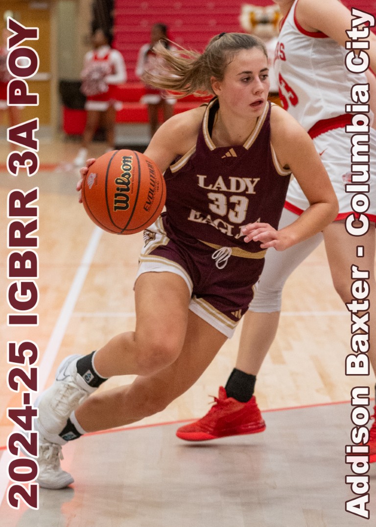 2024-25 IGBRR Class 3A POY 
Addison Baxter   2025 / PG / Columbia City
24 PPG, 6.3 RPG, 5.7 APG, 5.3 SPG
( 24-5  Final Four )  <a href="/baxter_addison/">Addison Baxter</a> 

2024-25 IGBRR Class 3A All-State Team
@ IGBRR.COM