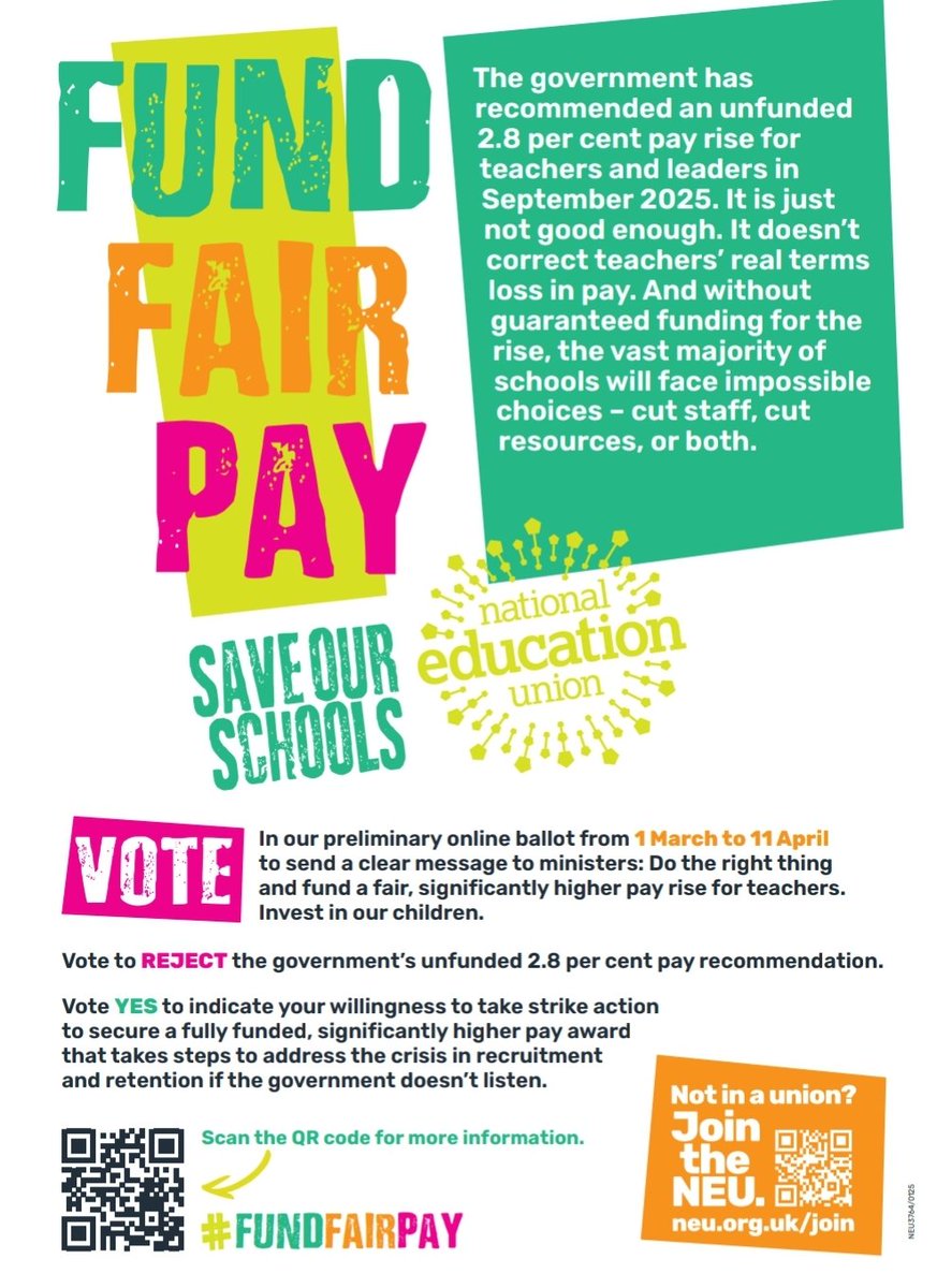 Attention all educators! The recent unfunded teachers’ pay offer is a serious concern, exacerbated by the ongoing challenges of poor school funding. 🏫💔 As we fight for fair compensation and resources for our schools, your voice matters more than ever <a href="/NEUnion/">National Education Union</a> #FundFairPay