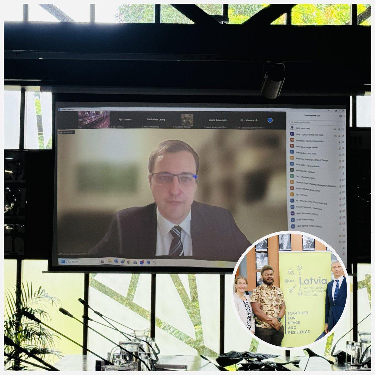 Thank you Prof. <a href="/MPaparinskis/">Martins Paparinskis</a> for the very informative and insightful briefing session conducted for <a href="/ForumSEC/">Pacific Islands Forum</a> Members on the work of the International Law Commission (ILC). Thanks also to H.E Amb. <a href="/MargersKrams/">Margers Krams</a> for the coordination. Looking forward to continued collaboration. 👏🏽