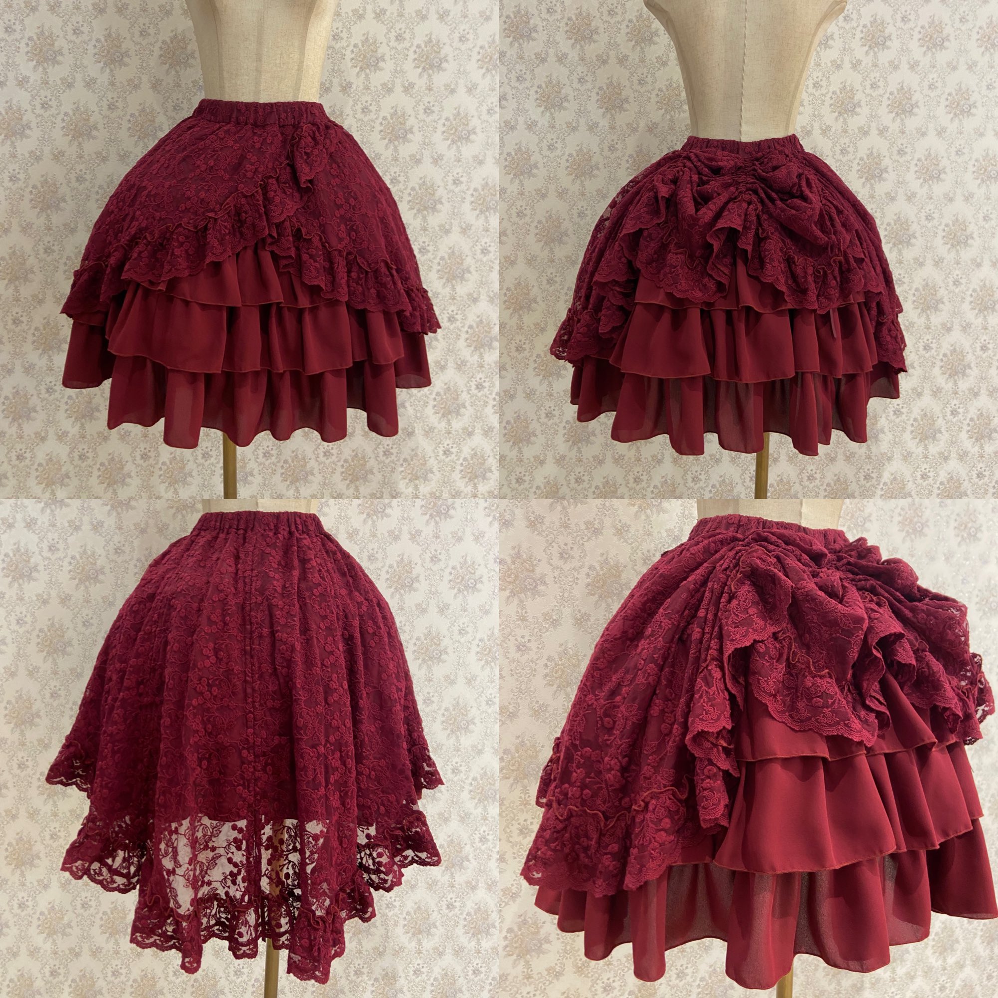 アトリエピエロ Victorian Ruffle Chiffon Skirt ATELIER - Layer our Victorian Ruffle Chiffon Skirt with one