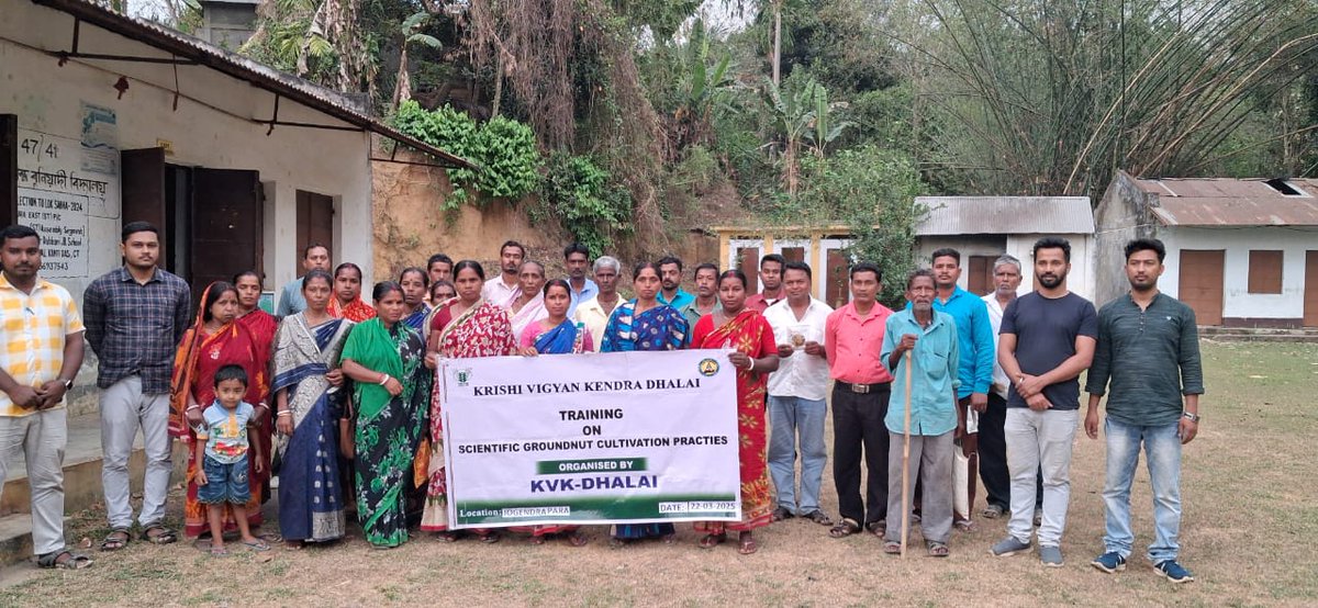 A training on Scientific Groundnut cultivation Practices" has been organized by KVK Dhalai at Jogendrapara of Dhalai District on 22/03/2025.
<a href="/AtariVii/">ICAR-ATARI Zone-VII Shillong</a> <a href="/AgriGoI/">Agriculture INDIA</a> <a href="/icarindia/">Indian Council of Agricultural Research.</a> <a href="/agritripura/">Department of Agriculture and Farmers Welfare</a> <a href="/DrManikSaha2/">Prof.(Dr.) Manik Saha</a> <a href="/RatanLalNath1/">Ratan Lal Nath</a>