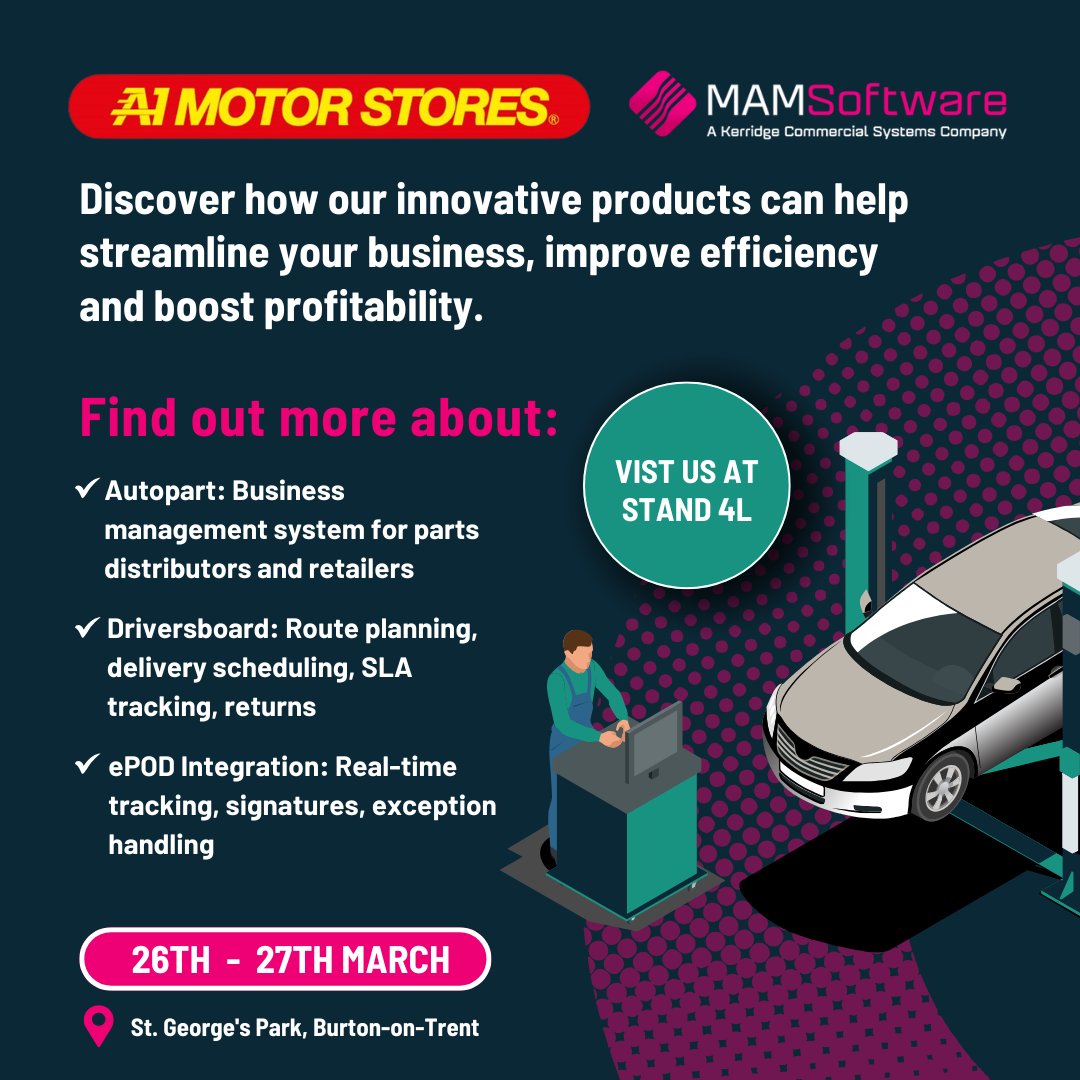 mamsoft's tweet photo. We'll be at the A1 Spring Trade Show tomorrow! Visit #Stand4L to find out how our future-proof products help streamline your #automotive business, improve efficiency and boost profitability.

🔗 Find out more on our blog: https://t.co/RZ7aX41uet

#A1AutomotiveGroup #A1 https://t.co/xCLaSNtuEf