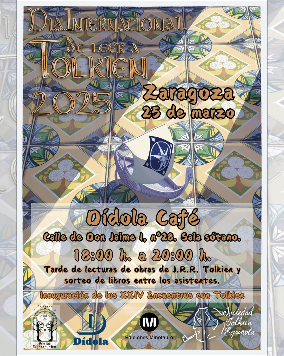 SmialKhazaddum's tweet photo. ¡Hoy inauguramos los "XXIV Encuentros con Tolkien" en Zaragoza!
El 25 de marzo se celebra internacionalmente el "Día de Leer a Tolkien", conmemorando la fecha en que se narra, dentro de «El Señor de los Anillos», la destrucción del Anillo Único en el Monte del Destino. https://t.co/u4oQ5mhWzt