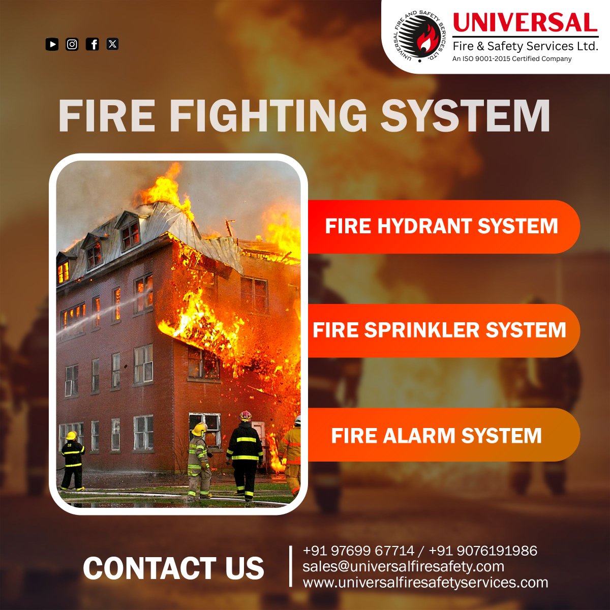 Universal_FSSL's tweet image. &quot;Prevent. Protect. Extinguish. Firefighting systems for ultimate safety.🔥🚨&quot;
.
.
👉Contact Us For More Info:
+91 97699 67714 / +91 9076191986
sales@universalfiresafety.com
.
. 
#FireFightingSystem #FireSafetyFirst #StayProtected #FireSuppression #EmergencyResponse #SafetyMatters