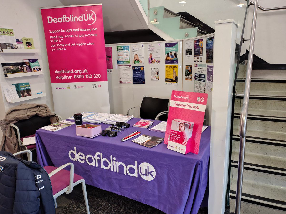 Paula Meenan (@pmeenandbni) on Twitter photo We are all set up for the first launch event in partnership with <a href="/LibrariesNI/">Libraries NI</a>. If you are in Dungannon why not pop in to Dungannon library we are here from 10 am to 3 pm. Pop in say hello to the team and find out more about the project <a href="/DeafblindUK/">Deafblind UK</a> <a href="/PMeenanDBNI/">Paula Meenan</a> <a href="/dungannonparish/">Parish of Dungannon</a> We are all set up for the first launch event in partnership with <a href="/LibrariesNI/">Libraries NI</a>. If you are in Dungannon why not pop in to Dungannon library we are here from 10 am to 3 pm. Pop in say hello to the team and find out more about the project <a href="/DeafblindUK/">Deafblind UK</a> <a href="/PMeenanDBNI/">Paula Meenan</a> <a href="/dungannonparish/">Parish of Dungannon</a>