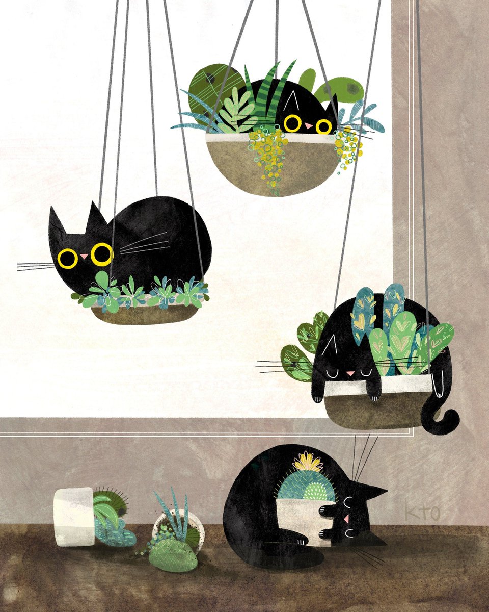 literatura_rte's tweet photo. "Four Cats in Plants" by Karen Obuhanych https://t.co/DEMNX4SHJX