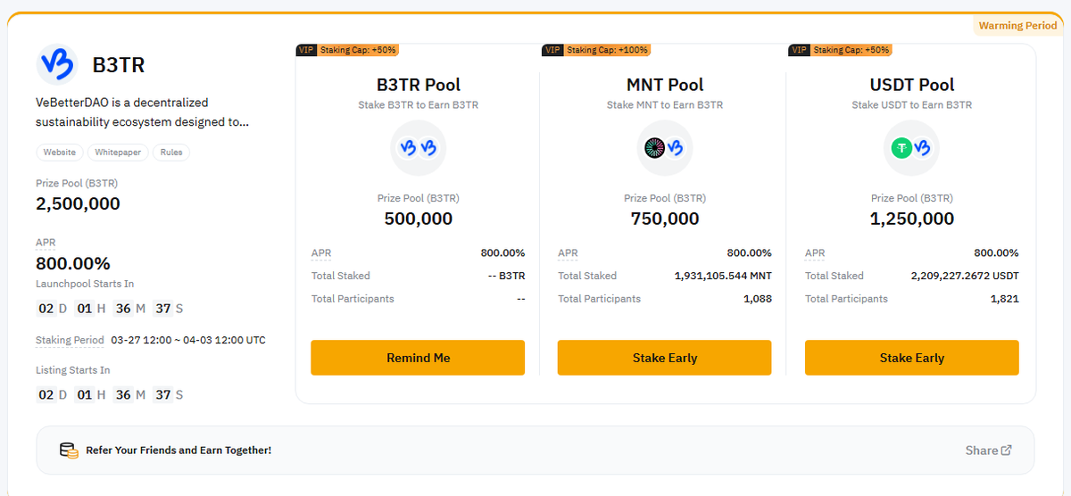 ReheatVet's tweet photo. @Bybit_Official has some VERY interesting news listed in their launchpool for all of us in the  "$B3TR at a #CEX" waiting room! Thanks to @UYelin for finding it!

💰 B3TR Listing on March 27th 12.00PM UTC!

Stake there and be part of the 2,500,000 B3TR share!

Read more at ByBit links👇

https://t.co/qA1OdlZIWP

https://t.co/sdthtEqoEG

Great work @sunshinelu24 @vechainofficial !