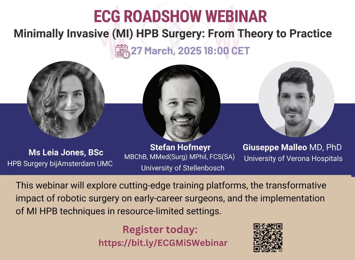 📢 Happening this week. Join the IHPBA Early Career Group Webinar: Minimally Invasive HPB Surgery: From Theory to Practice! 🎤Don't miss out! ✅

🗓 Date: Thursday, 27, March
⏰ Time: 18:00 CET 
🔗 Register here: bit.ly/ECGMiSWebinar 
#IHPBA #HPBSurgery #ECG