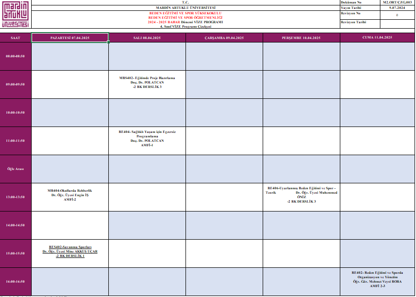 BEDEN EĞİTİMİ VE SPOR ÖĞRETMENLİĞİ VİZE SINAV TAKVİMİ YAYINLANDI ! 
Detaylı bilgi için artuklu.edu.tr/tr/beden-egiti…