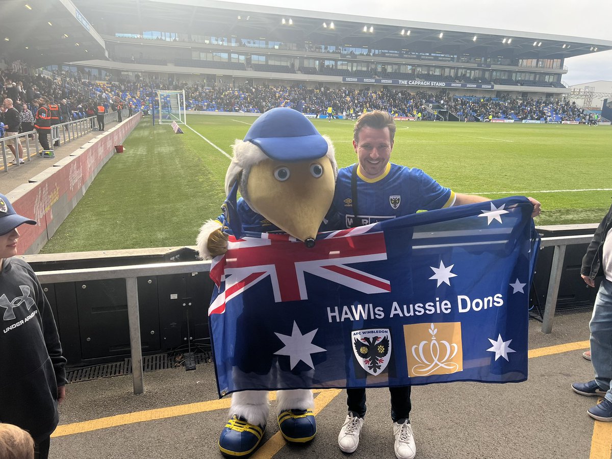 Thank you <a href="/AFCW_Foundation/">AFC Wimbledon Foundation</a> for donating tickets for Saturdays game. We really got into the spirit and celebrated our Australian staff’s first football game by bringing our own flag!