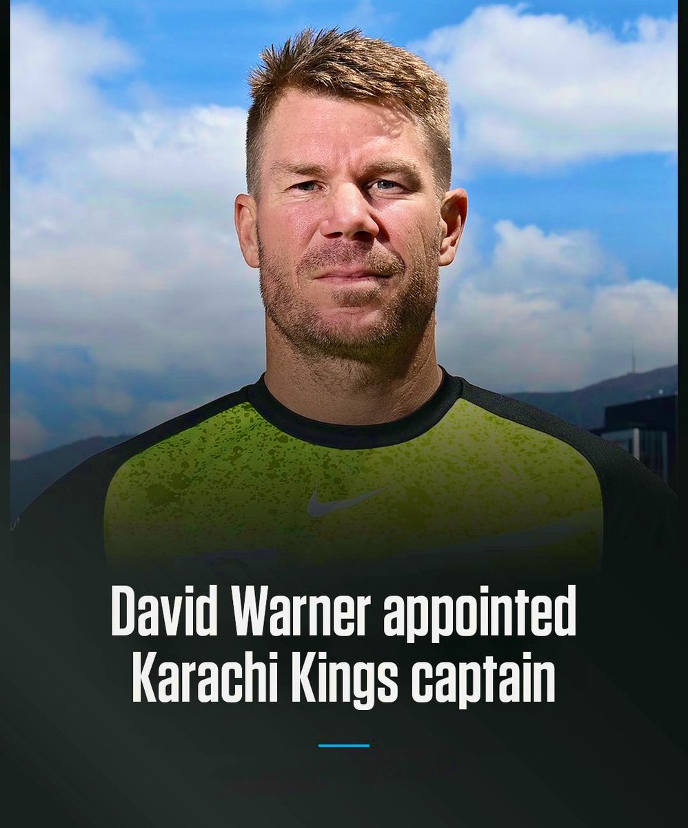 ZuFizko's tweet photo. David Warner takes over from Shan Masood as Karachi Kings captain for #PSL2025 🫡 https://t.co/ZLfPhquTrJ