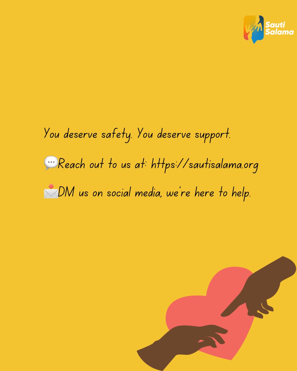Remember you are not alone. You deserve safety, support, and a new beginning. We are here for you.
DM us or visit sautisalama.org for help. You matter. ❤️

#sautisalama #endgbvke #safespaceske