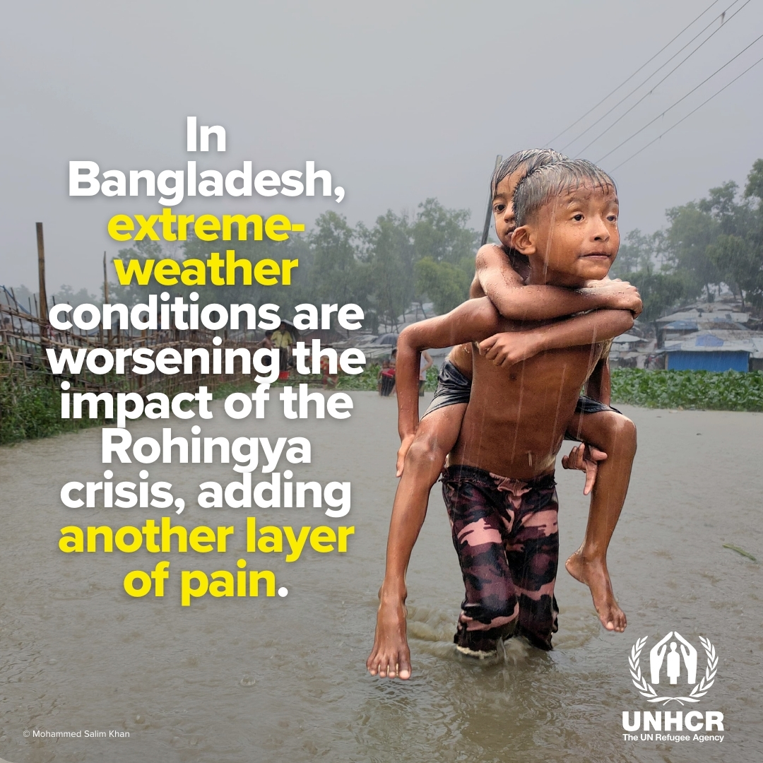Floods  
Cyclones  
Landslides
Fires

Rohingya refugees + host communities in 🇧🇩 are never too far away from the threat of extreme weather.

With humanitarian aid, they prepare for weather shocks + build back stronger. With more support, they can do more. 

#RohingyaResponse2025