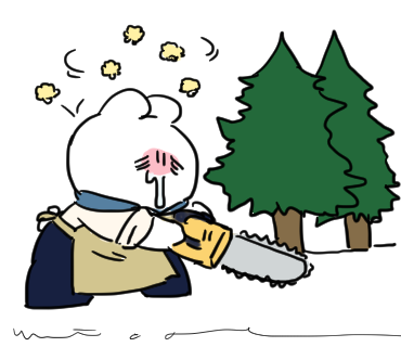 gonnohjoye's tweet photo. 🐰🪚💥🌲 https://t.co/2A1O68PVnf