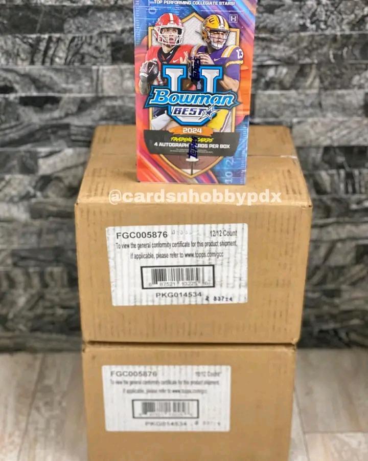 cardshobbypdx's tweet image. If you haven’t already seen it, we have some new football in. The 2024 Bowman U Best football hobby box is available for purchase. 4 autos per hobby boxes  #toppsfootballcards #toppsbowmanuniversity #toppsbowmanbest #bowmansbestfootball #football #footballcards #collegefootball