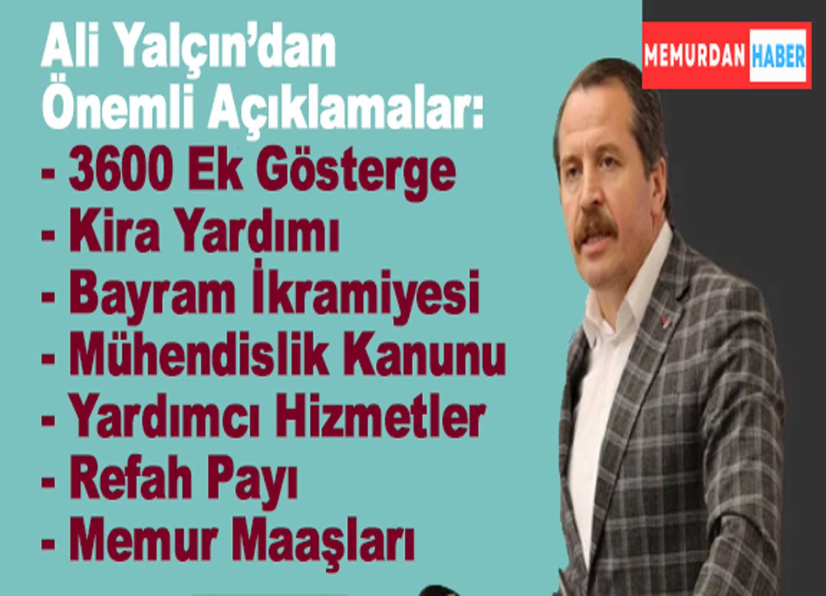 Ali Yalçın’dan TBMM’ye Çağrı:

🔴Mühendislik Meslek Kanunu
🔴3600 Ek Gösterge
🔴Kira Yardımı
🔴Bayram İkramiyesi
🔴Seyyanen Ödeme
🔴Yardımcı Hizmetler Sınıfı
🔴Refah Payı
🔴Memur Maaşları

memurdanhaber.com/ali-yalcindan-…
