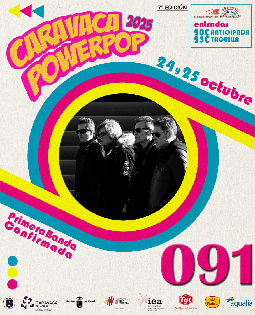 Sumamos una nueva parada para este año!
Nos vemos en Caravaca Powerpop 2025 (Murcia) el 25 de octubre.

Entradas disponibles mañana a partir de las 12:00h en compralaentrada.com

091.