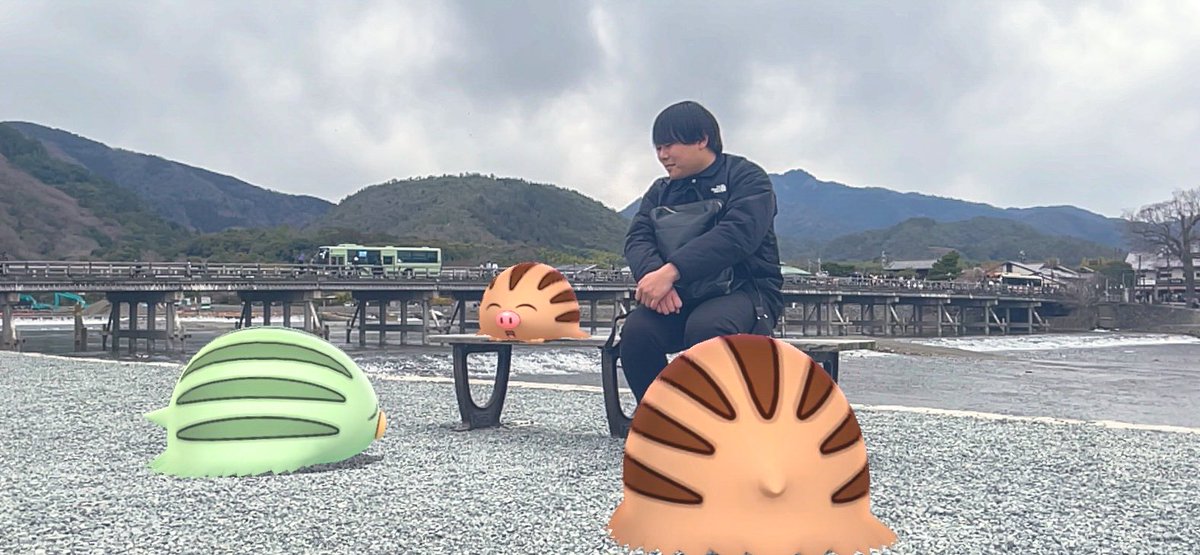 skypoke_ar's tweet photo. 毎朝どんな天気でも渡月橋までウリムー3匹を散歩させにくる巷でちょっと有名な人
#ポケモンGO #GOsnapshot https://t.co/1OaBYGTUW8