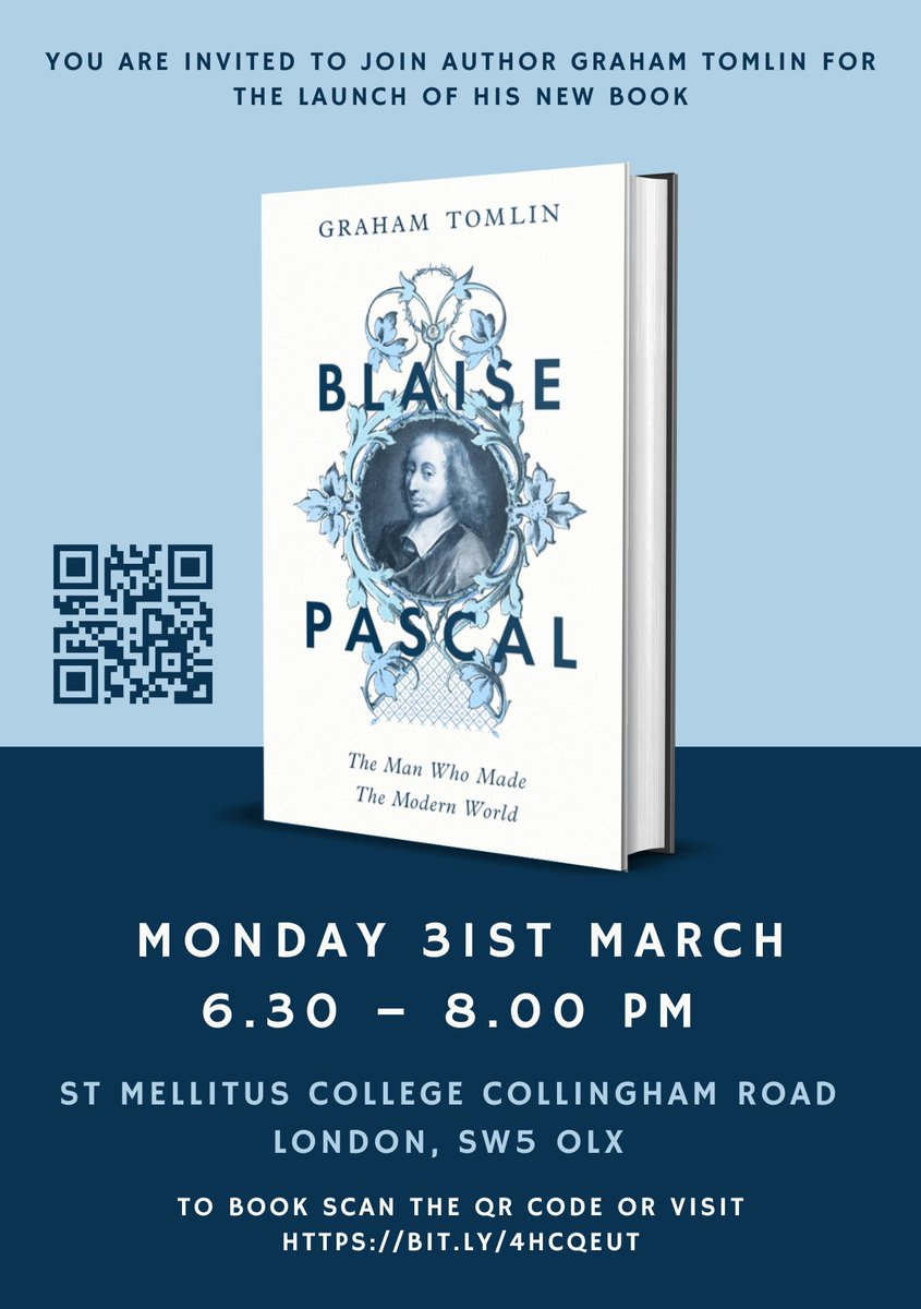 Graham Tomlin (@gtomlin) on Twitter photo If you're in London on Monday evening 31st March 6.30pm, I'd love to see you at the London Launch of my biography of Pascal: Blaise Pascal, the Man who Made the Modern World. I'll be talking about the book and the man. There will be drinks and stuff to eat. What's not to like? If you're in London on Monday evening 31st March 6.30pm, I'd love to see you at the London Launch of my biography of Pascal: Blaise Pascal, the Man who Made the Modern World. I'll be talking about the book and the man. There will be drinks and stuff to eat. What's not to like?
