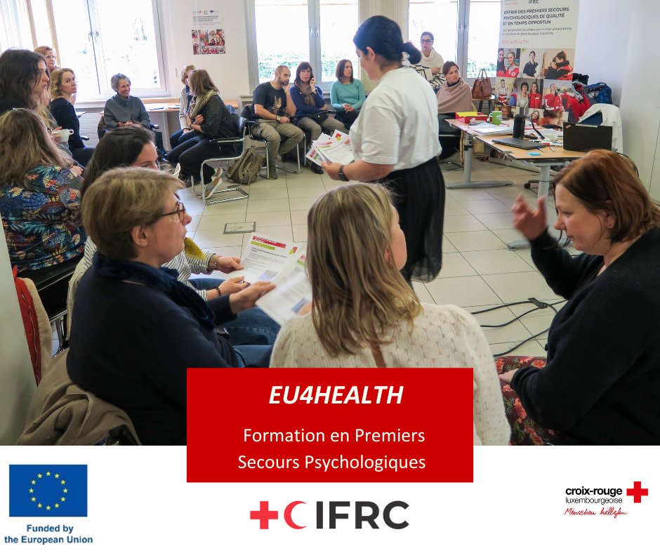 Croix-Rouge.lu (@croixrougelu) on Twitter photo 📢 Premiers Secours Psychologiques (PSP): nous continuons de former nos équipes ! 🚑❤️
Déjà 340 employés et bénévoles formés 🎓👏
Une initiative essentielle dans le cadre du projet #EU4HEALTH financé par DG SANTE <a href="/EU_Health/">EU One Health</a> 🌍🤝
👉croix-rouge.lu/fr/blog/premie… 📢 Premiers Secours Psychologiques (PSP): nous continuons de former nos équipes ! 🚑❤️
Déjà 340 employés et bénévoles formés 🎓👏
Une initiative essentielle dans le cadre du projet #EU4HEALTH financé par DG SANTE <a href="/EU_Health/">EU One Health</a> 🌍🤝
👉croix-rouge.lu/fr/blog/premie…